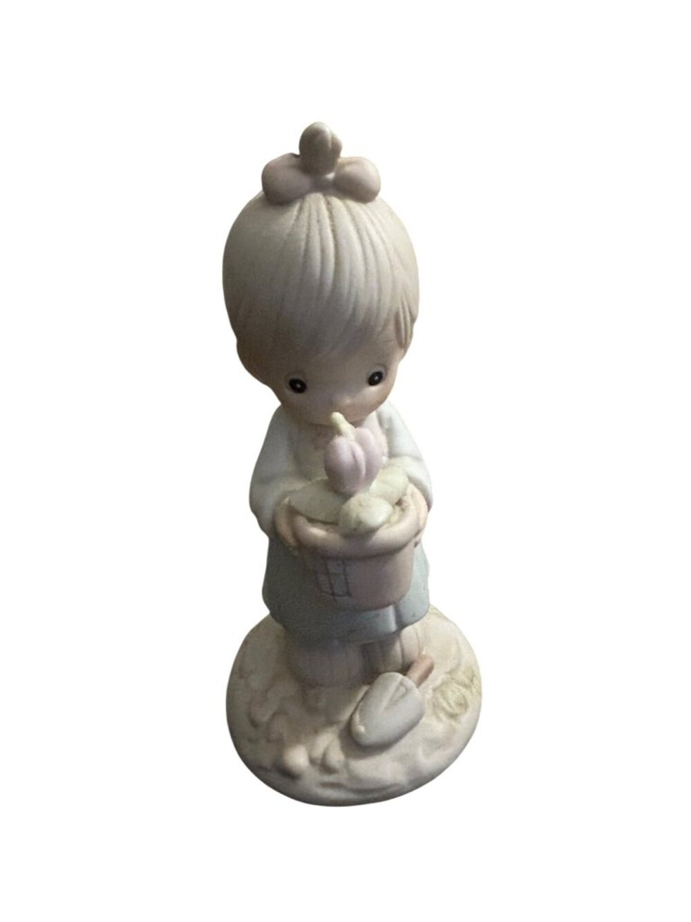 Precious Moments May Figurine 1987 Enesco Girl Holding Flower Basket Collectible